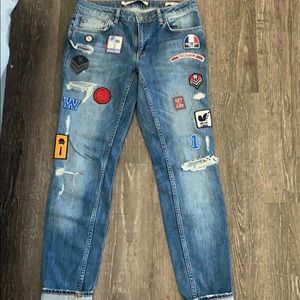 Zara Patchwork Denim Jeans